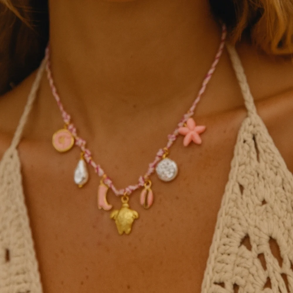 Pink Cord Charm Necklace | NWOT